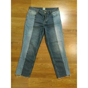 Urban Outfitters BDG Jessye Two Tone Blue Raw Hem Button Fly Jeans Size 30 x 32